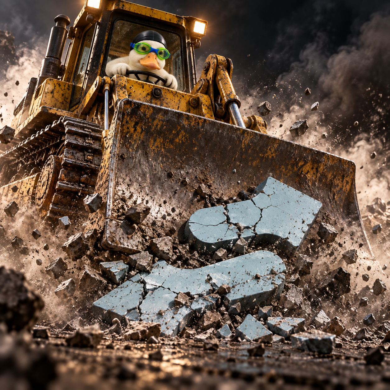 Duckling bulldozer cooking the board