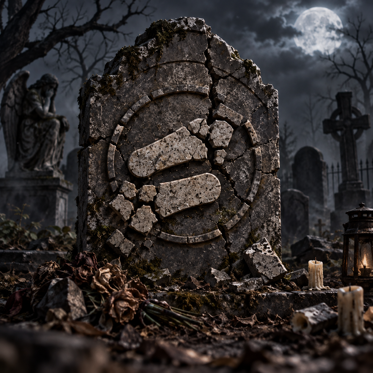 Broken mark tombstone